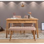 Hanah Home Conjunto Mesa y Sillas Rústicas Pino Atlántico Color Piedra Estilo Rústico Escandinavo Campestre